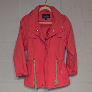 Mackintosh New England Red Hooded Rain Coat Size Medium